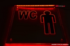 LED illuminated sign engraved WC men pictogram with indirect lighting
