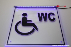 LED Hinweisschild graviert behinderten WC Rollstuhlfahrer Piktogramm mit indirekter Beleuchtung