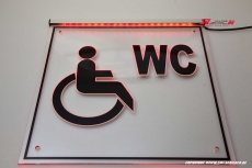 LED Hinweisschild graviert behinderten WC Rollstuhlfahrer Piktogramm mit indirekter Beleuchtung