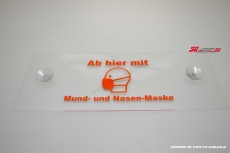 Information sign with masks Pictogram and text From here with mouth and nose mask