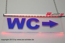 LED Beleuchtetes Schild WC + Folie + Pfeil rechts