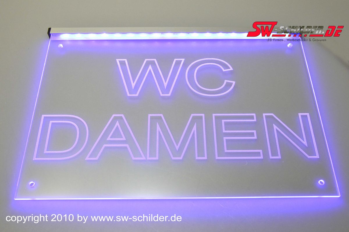 LED Gravur Leuchtschild - WC DAMEN