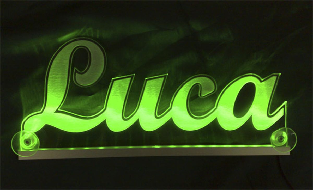 LED nameplate desired-name engraved with indirect lighting