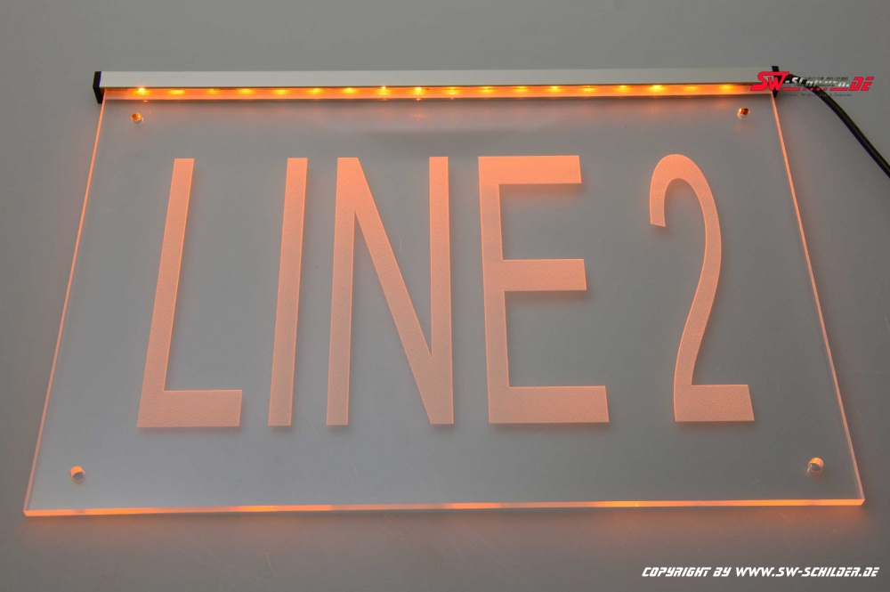 LED Leuchtschild LINE 2 graviert mit indirekter LED Beleuchtung