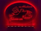 LED decorative sign Storchen engraved with desired name /