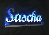 LED Namensschild SASCHA graviert mit indirekter Beleuchtung