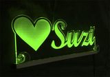 LED Namensschild SUZI graviert mit indirekter Beleuchtung