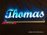 LED Namensschild Thomas graviert mit indirekter Beleuchtung