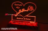 LED engraved gift ideas shield + WEDDING desirable name / date with indirect LED lighting