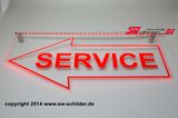 LED lighting sign SERVICE + foil + arrow left