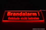 LED illuminated sign BRAND ALARM BUILDING DO NOT ENTER with engraving