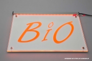 LED Leuchtschild BIO graviert mit indirekter LED Beleuchtung