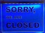 LED illuminating sign - SORRY, WE ARE CLOSED